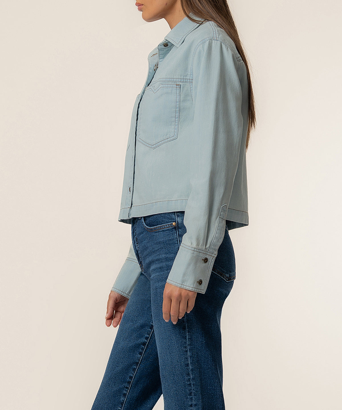 Aubrey Denim Crop Shirt in Advantage Wash