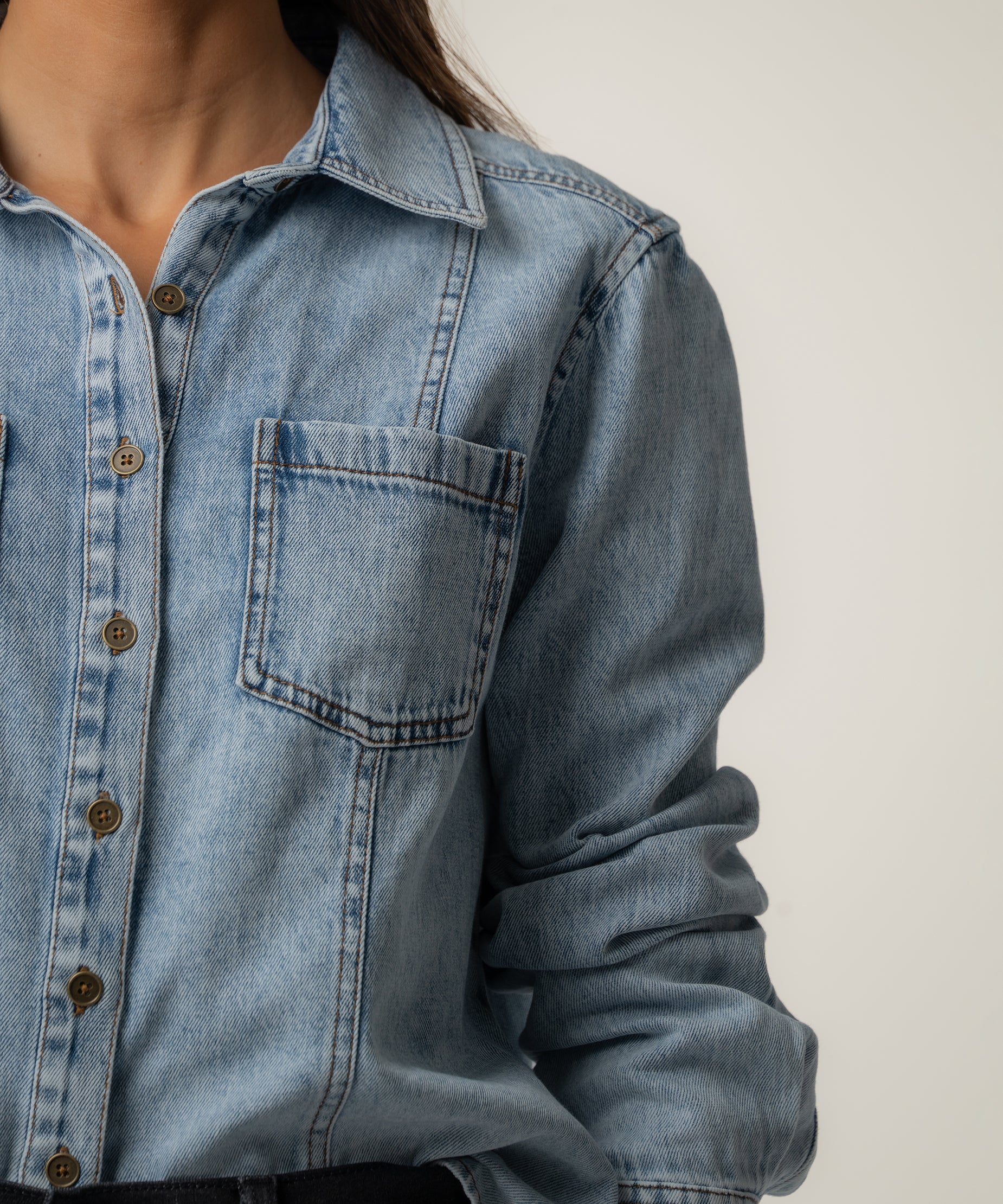 Antonella Denim Fitted Shirt, Exclusive in Justly Wash