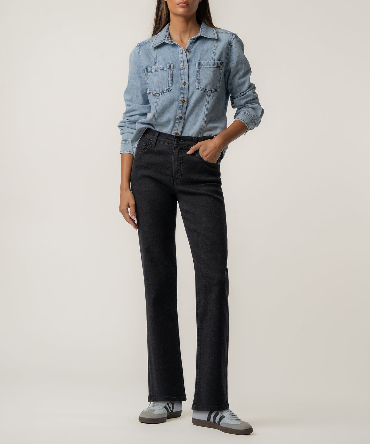 Antonella Denim Fitted Shirt, Exclusive in Justly Wash