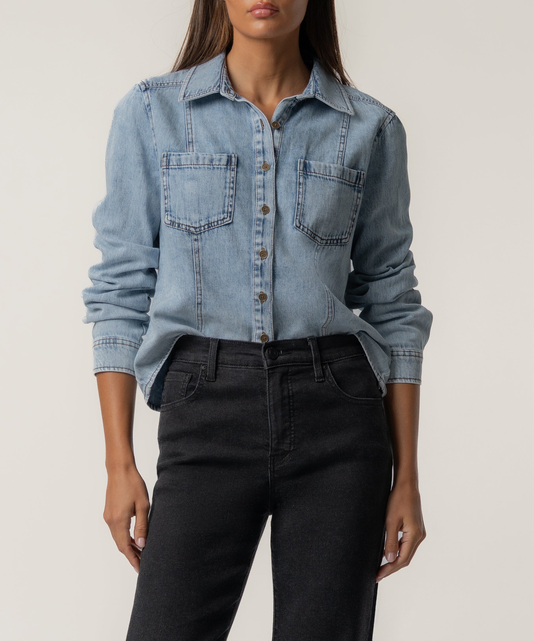 Antonella Denim Fitted Shirt, Exclusive in Justly Wash