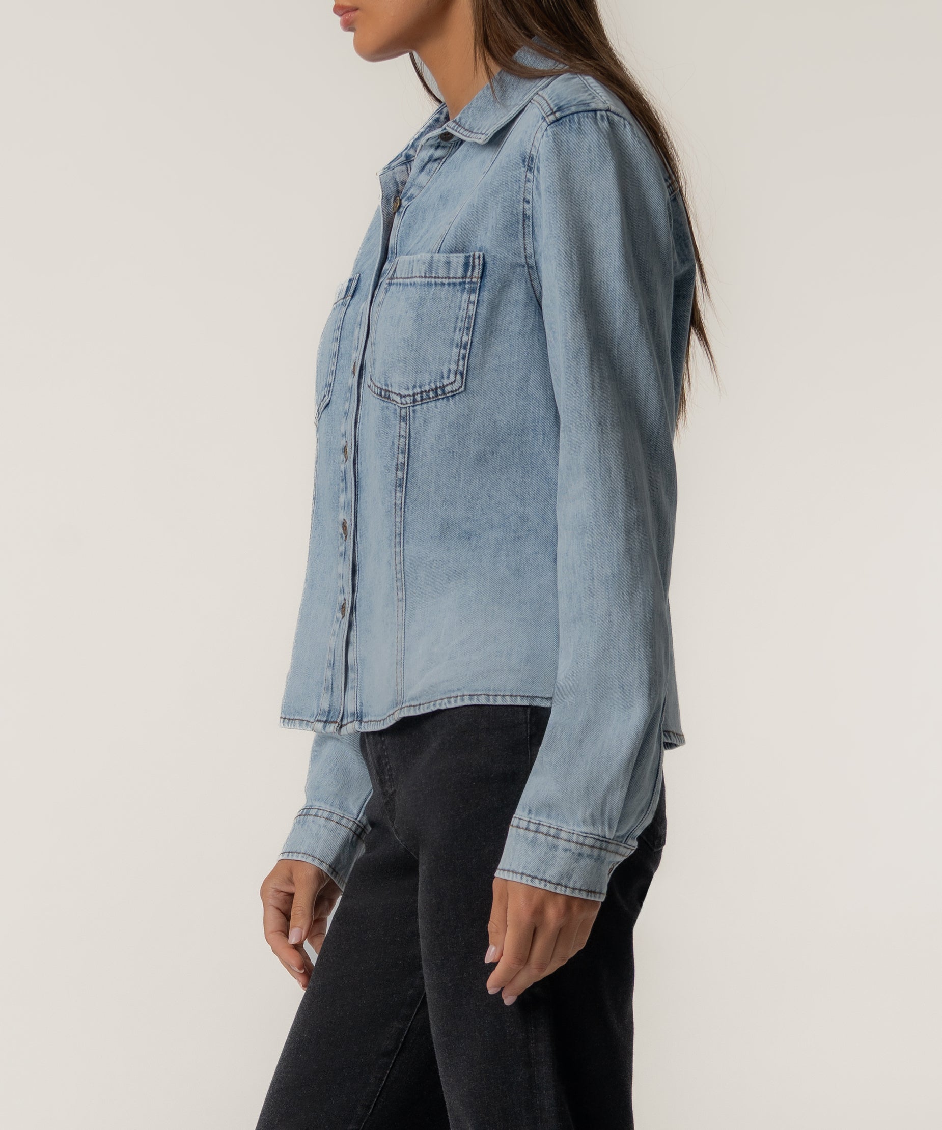 Antonella Denim Fitted Shirt, Exclusive in Justly Wash