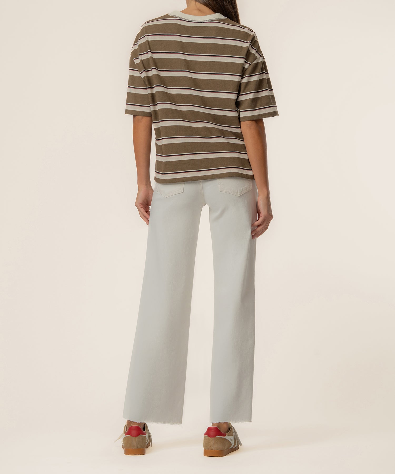 Cali Boxy Stripe T-Shirt, Exclusive in Mushroom
