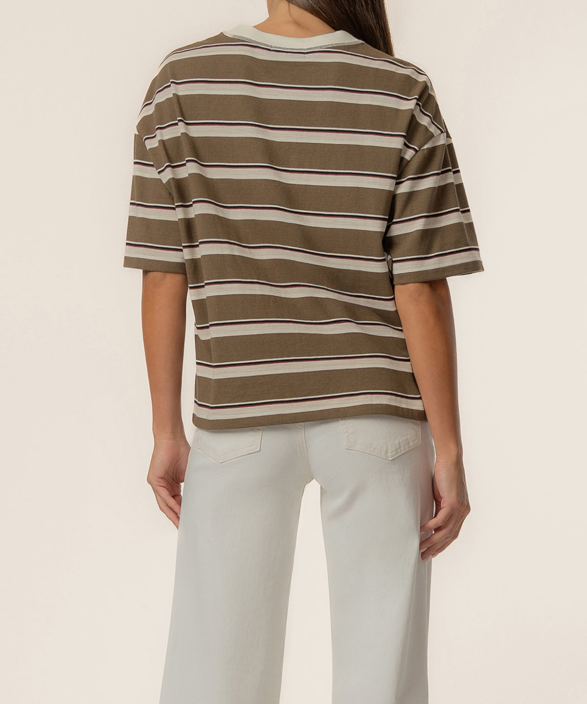 Cali Boxy Stripe T-Shirt, Exclusive in Mushroom