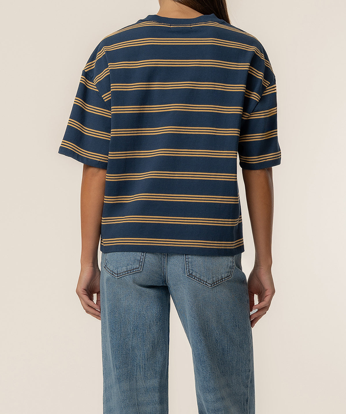 Cali Boxy Stripe T-Shirt Exclusive in Golden Midnight