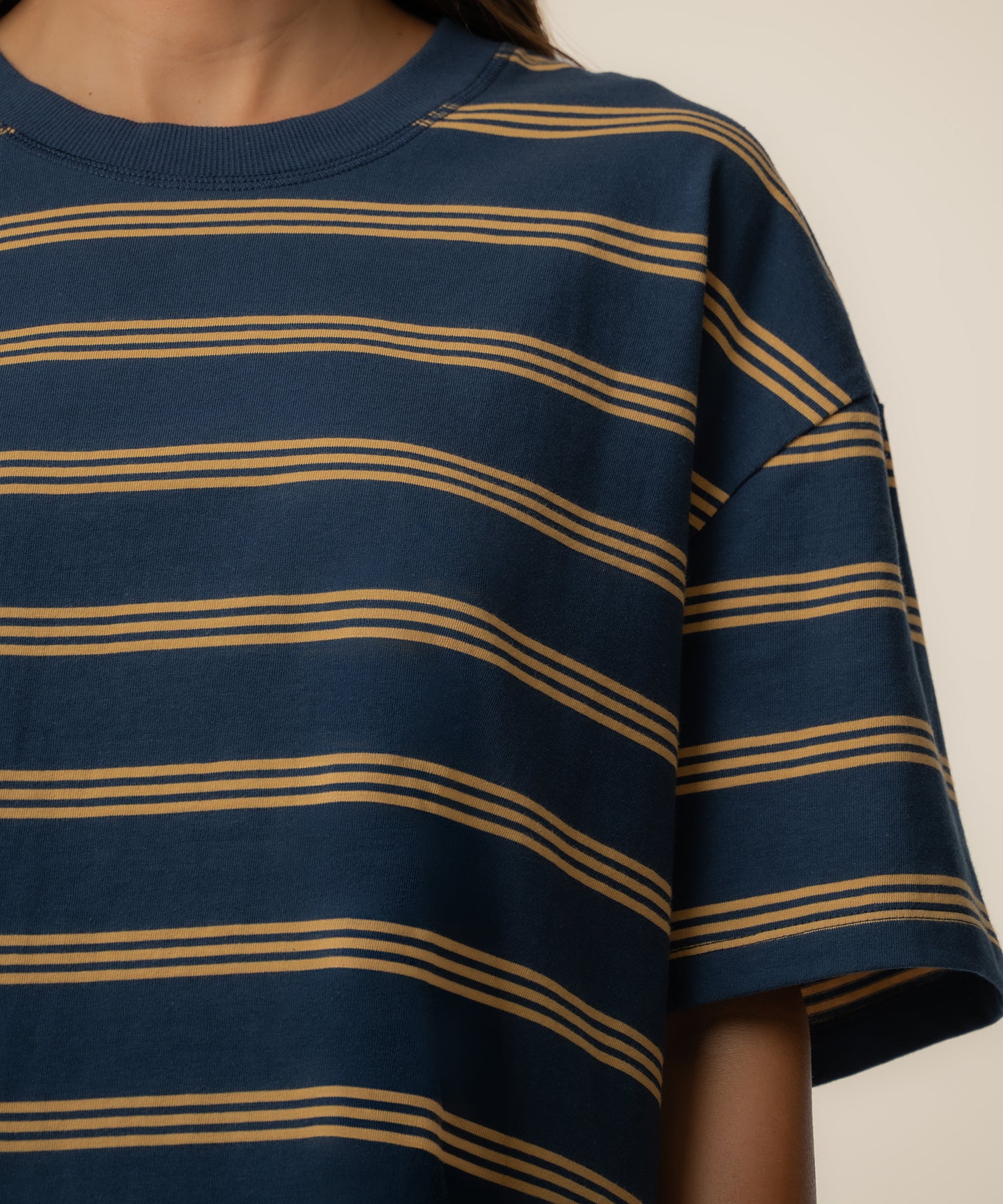 Cali Boxy Stripe T-Shirt Exclusive in Golden Midnight