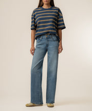 Cali Boxy Stripe T-Shirt Exclusive in Golden Midnight