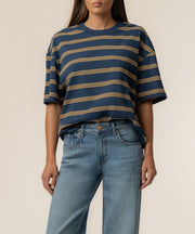 Cali Boxy Stripe T-Shirt Exclusive in Golden Midnight