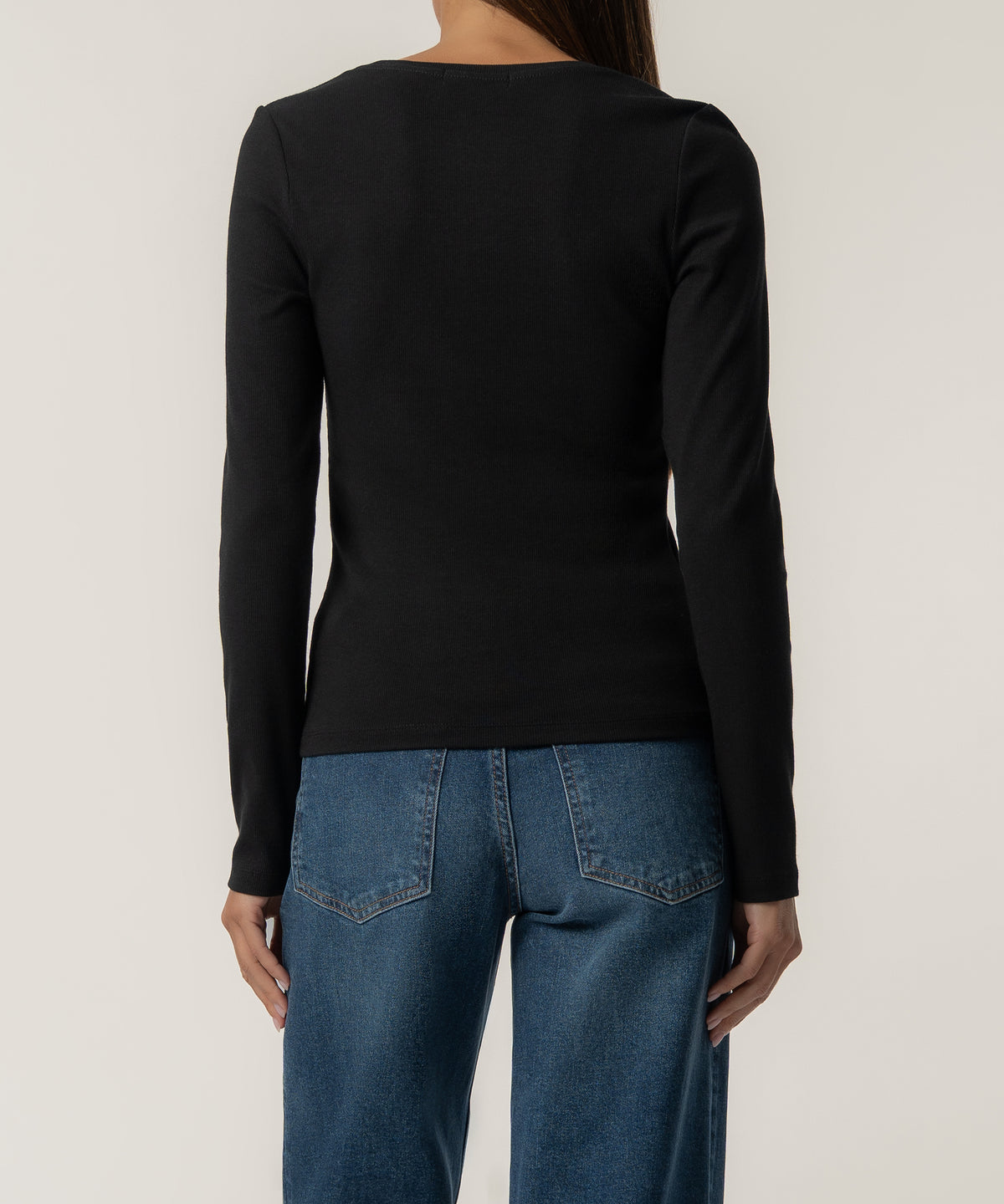 Sarah Rib Knit Top in Black