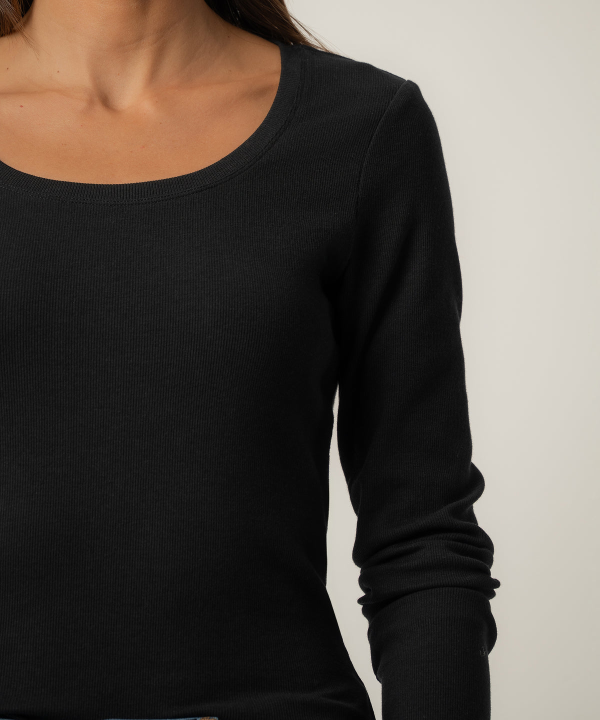 Sarah Rib Knit Top in Black