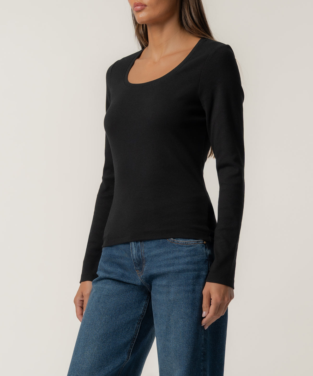 Sarah Rib Knit Top in Black