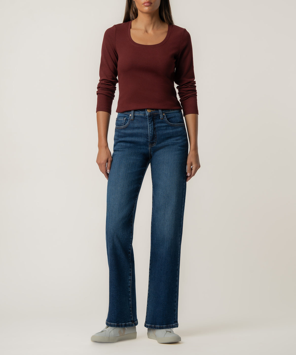 Sarah Rib Knit Top in Merlot